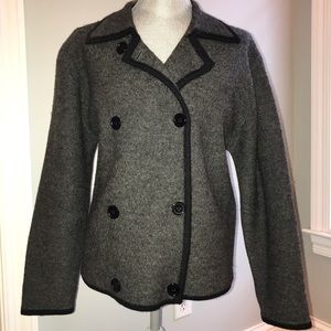 Gray double breasted sweater blazer